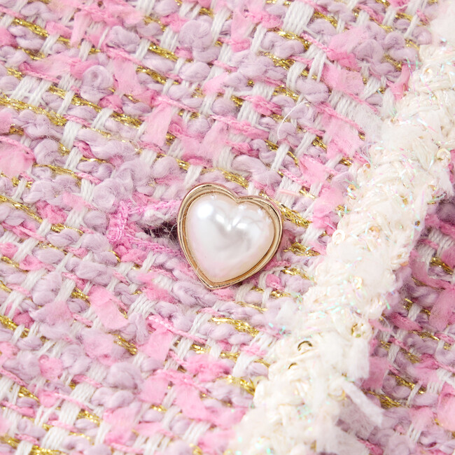 Glimmer Tweed Cape Dress, Pink - Dresses - 5