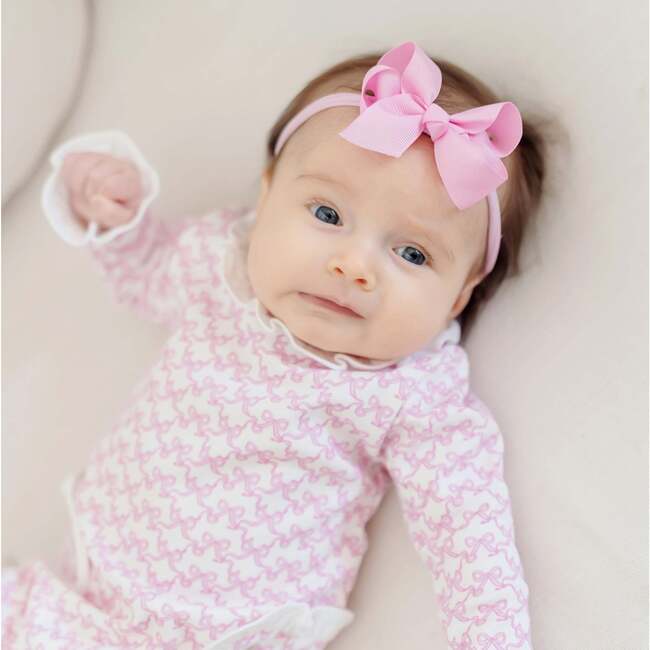 Lucy Girls' Romper, Pretty Pink Bows - Footie Pajamas - 4