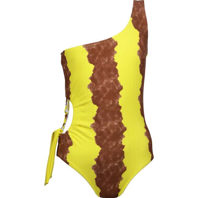 Elena Sleeveless One-Shoulder Cut-Out Swimsuit, Multicolors