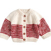 Stripe Cardigan, Cream and Red - Cardigans - 1 - thumbnail