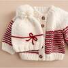 Stripe Cardigan, Cream and Red - Cardigans - 2
