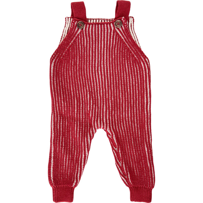 Cotton Brioche Overalls, Red and Cream