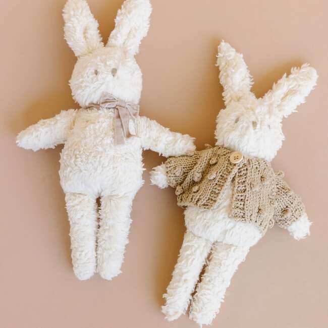 Charlie Bunny Plush Toy, Taupe Bow - Plush - 3