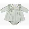 Sara Baby Dress, Sage Chevron Stripe - Dresses - 1 - thumbnail