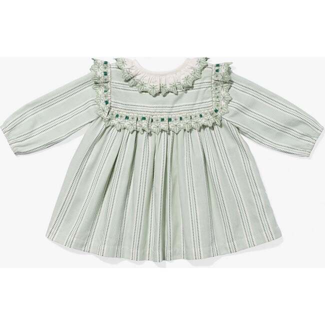 Sara Baby Dress, Sage Chevron Stripe - Dresses - 2