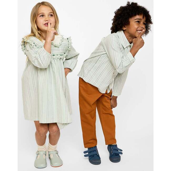 Sara Dress, Sage Chevron Stripe - Dresses - 6