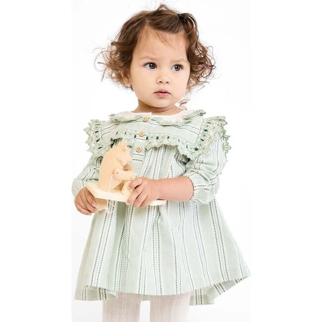 Sara Baby Dress, Sage Chevron Stripe - Dresses - 4