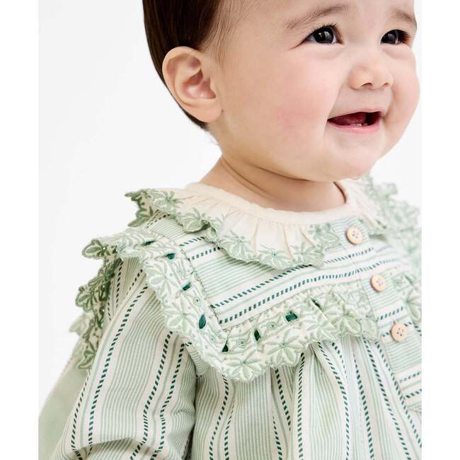 Sara Baby Dress, Sage Chevron Stripe - Dresses - 5