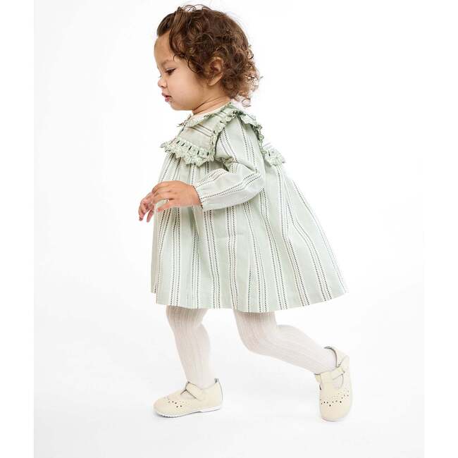 Sara Baby Dress, Sage Chevron Stripe - Dresses - 6