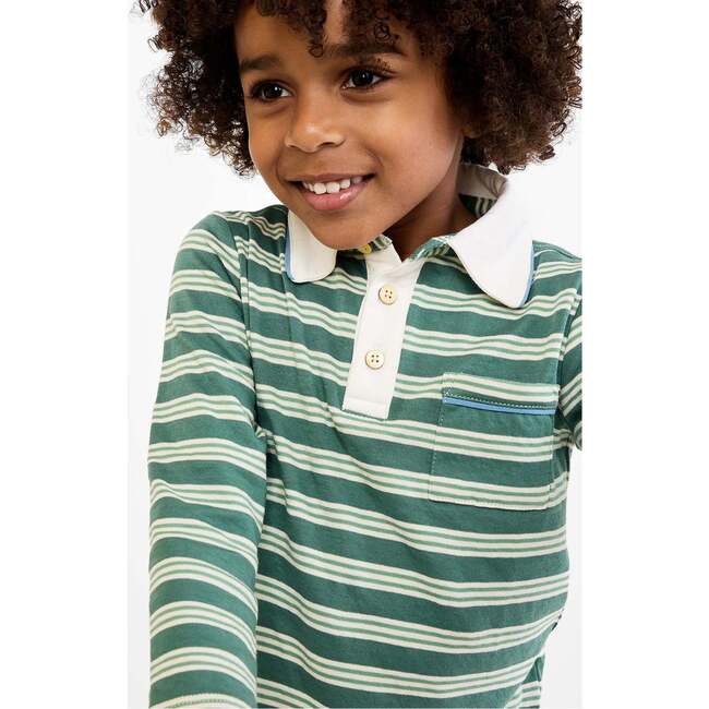 Parker Polo, Pine Twin Stripe - Polo Shirts - 5
