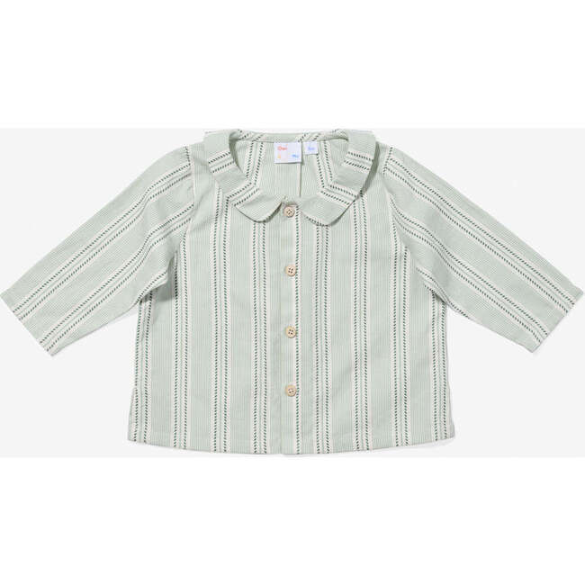 Jefferson Baby Shirt, Sage Chevron Stripe