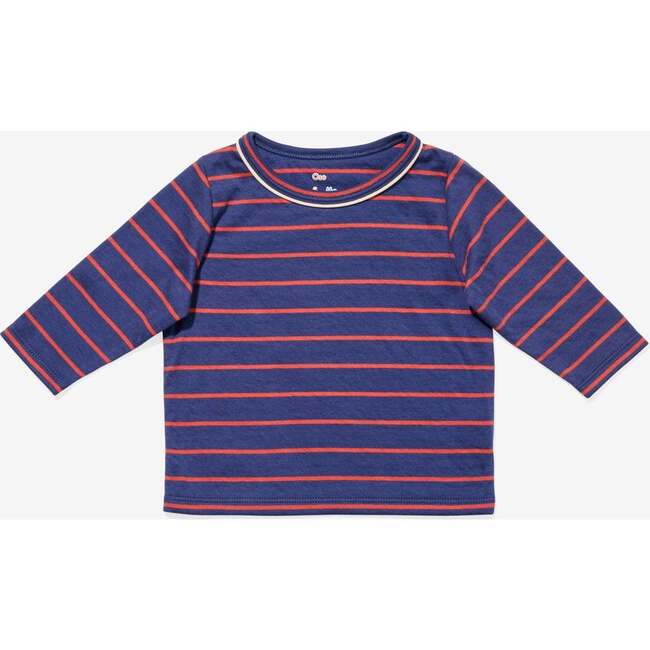 Edward Baby T-Shirt, Navy Fine Stripe