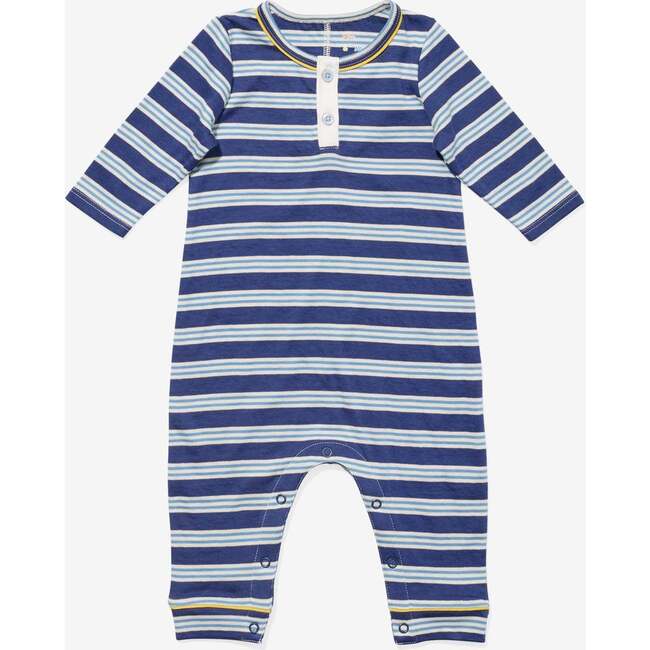 Campbell Romper, Navy Twin Stripe