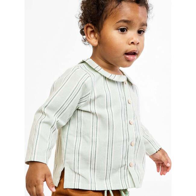 Jefferson Baby Shirt, Sage Chevron Stripe - Button Downs - 4