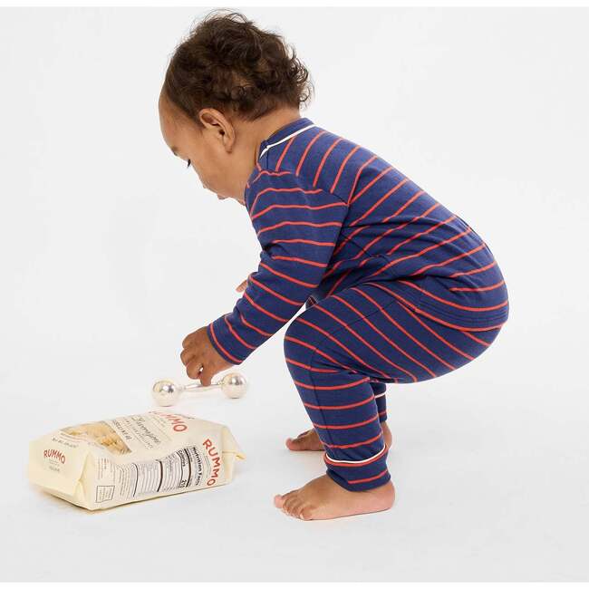 Edward Baby T-Shirt, Navy Fine Stripe - T-Shirts - 4