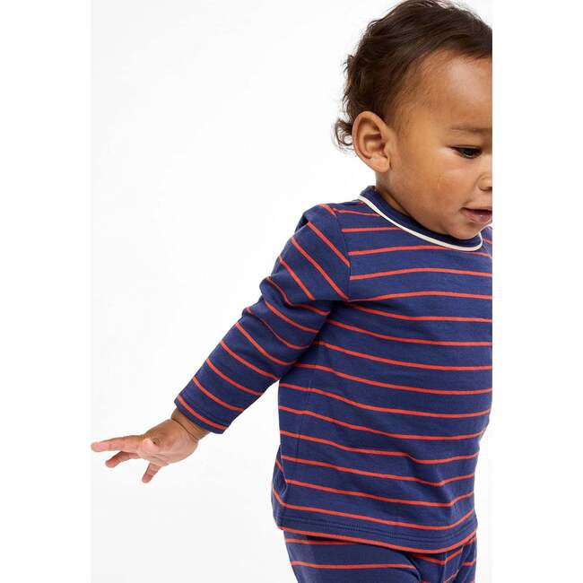 Edward Baby T-Shirt, Navy Fine Stripe - T-Shirts - 5