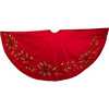 72-Inch Red Dupion Tree Skirt with Multi Sequin Poinsettia - Tree Skirts - 1 - thumbnail