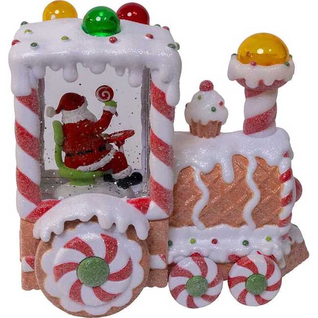7.5-Inch Battery Operated USB LED Lighted Santa Train Lantern with Spinning Glitter Water. - Other Accents - 3
