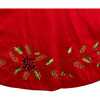 72-Inch Red Dupion Tree Skirt with Multi Sequin Poinsettia - Tree Skirts - 4
