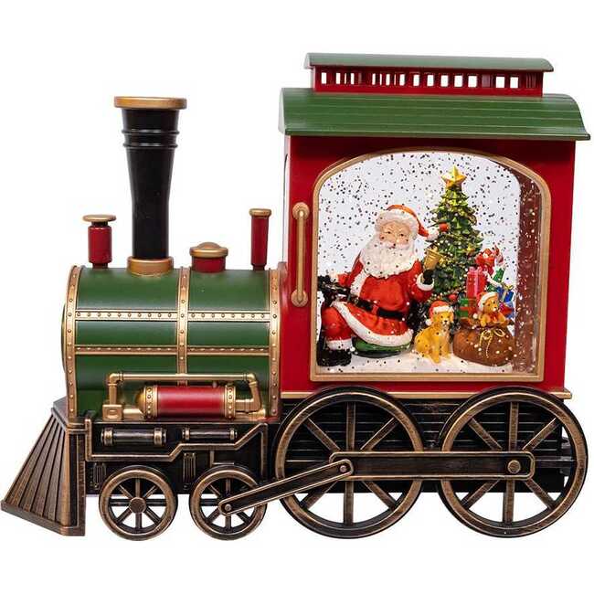 7.625-Inch Battery Operated LED Lighted Santa Train With Spinning Glitter Water - Other Accents - 7