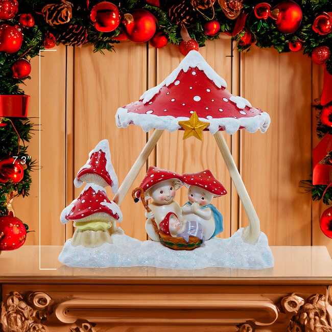 7.3-Inch Merry Little Mushroom Nativity Table Piece - Other Accents - 3