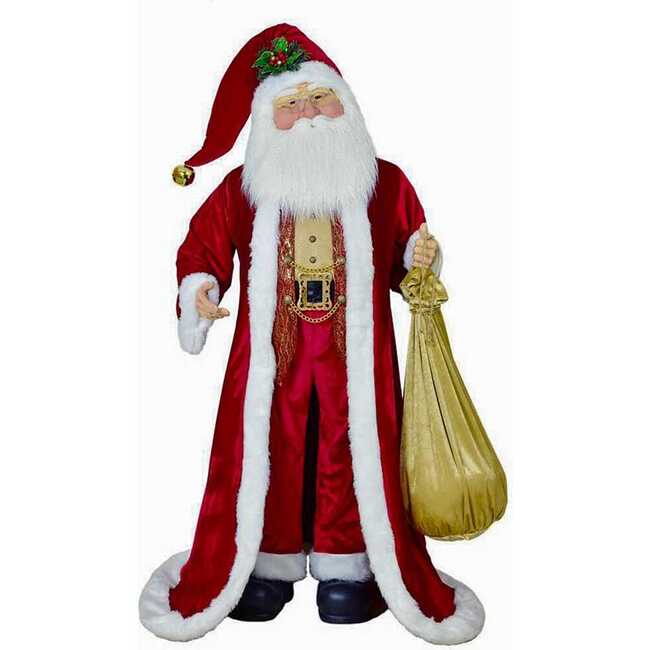 6-Foot Jacqueline Kent Red and Gold Traditional Santa