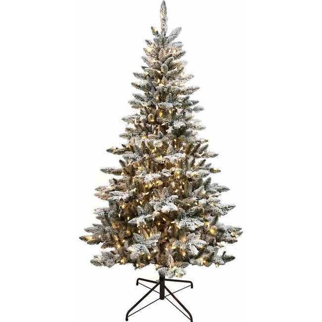 6-Foot Pre-Lit Warm White LED Snow Pine Tree