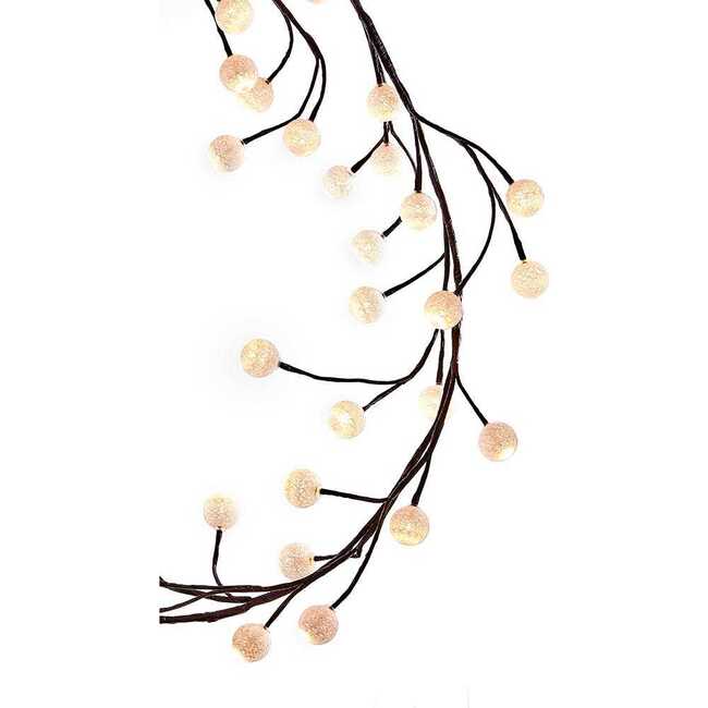 6-Foot Brown Garland Warm White Cotton Ball 48 Light LED