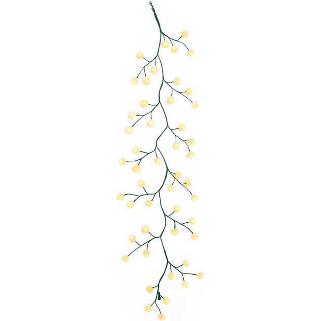6-Foot Green Garland with 48 Warm White LED Lights and White Ball