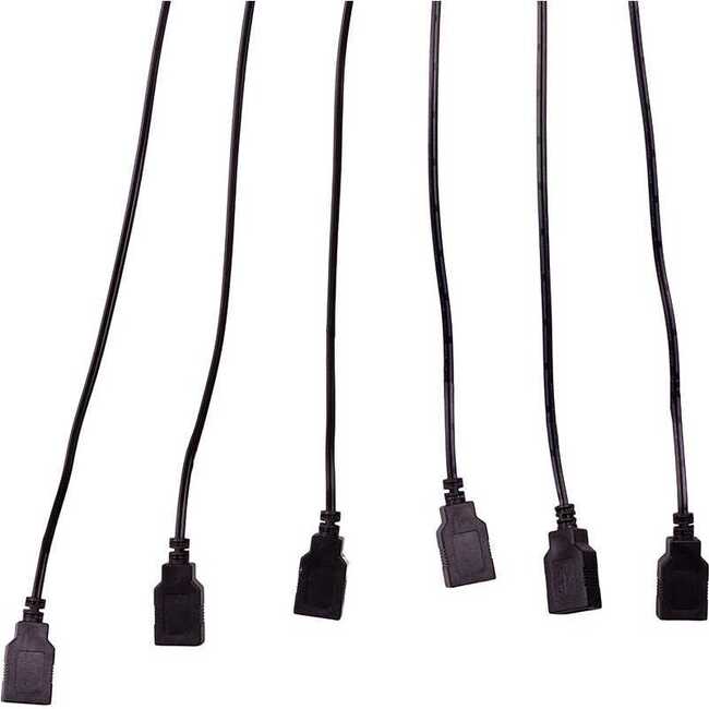 6-Foot USB Power Extension Cord+ with Black Wire and 6 Ports - Other Accents - 3