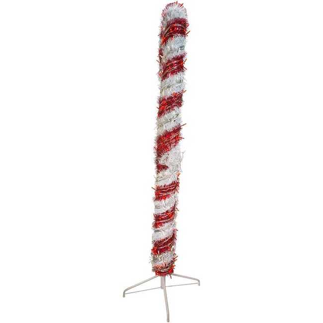 6-Foot Pre-Lit Red and White LED Tinsel Candy Cane - Other Accents - 2