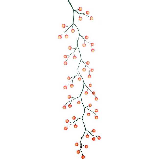 6-Foot Green Garland with 48 Red LED and Red Ball Lights