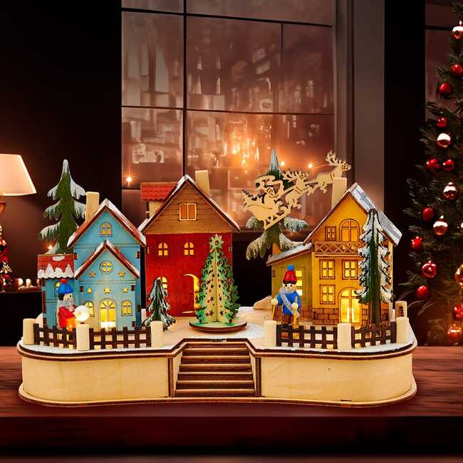 7.08-Inch Battery-Operated Village Musical LED House with Motion - Other Accents - 6
