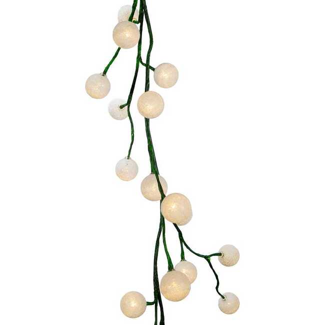 6-Foot Green Garland with 48 Warm White LED Lights and White Ball - Other Accents - 2