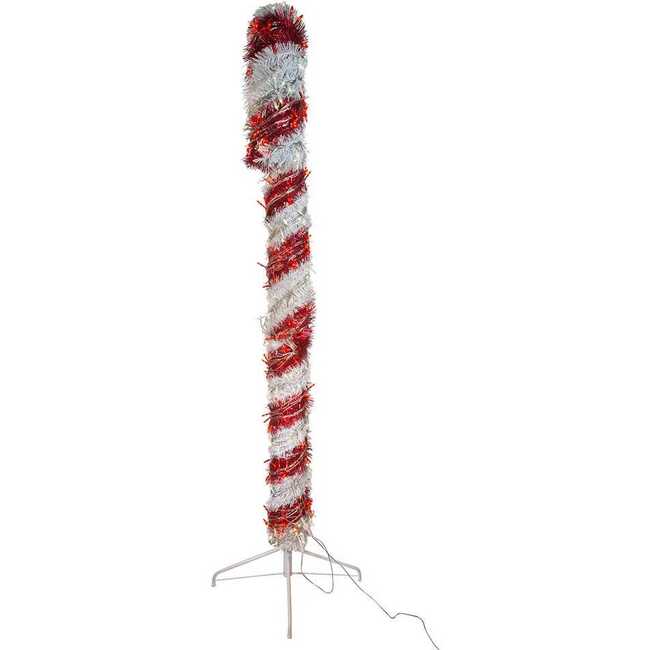 6-Foot Pre-Lit Red and White LED Tinsel Candy Cane - Other Accents - 4
