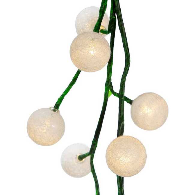 6-Foot Green Garland with 48 Warm White LED Lights and White Ball - Other Accents - 3