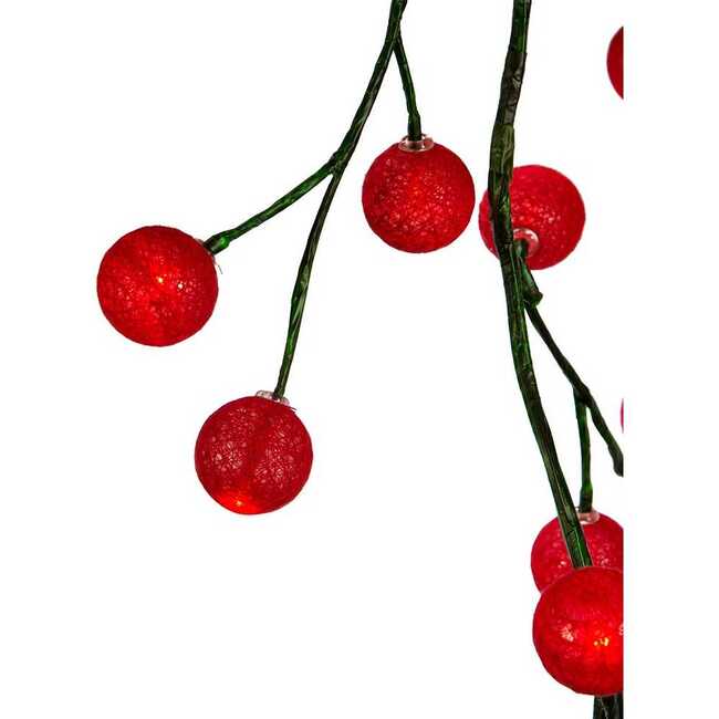 6-Foot Green Garland with 48 Red LED and Red Ball Lights - Other Accents - 3