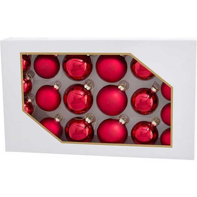 60-80MM Shiny and Matte Red Glass Ball Ornaments, 20-Piece Set