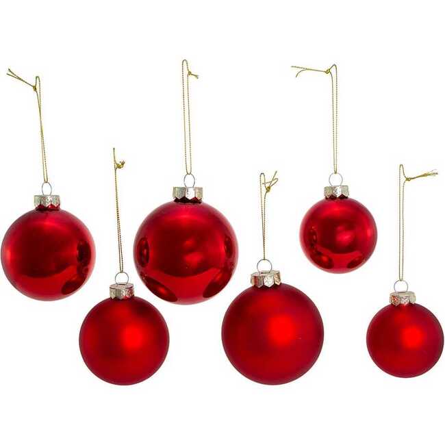 60-80MM Shiny and Matte Red Glass Ball Ornaments, 20-Piece Set - Ornaments - 2