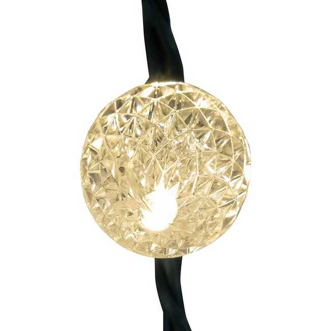 66-Foot UL 100-Light Warm White LED Faceted C9 Green Wire String Lights - Other Accents - 6