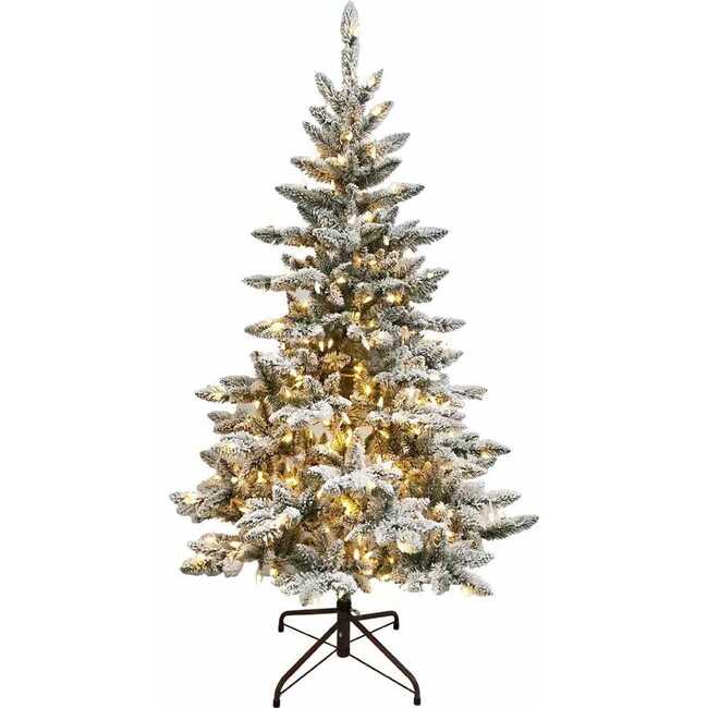 5-Foot Pre-Lit Warm White LED Snow Pine Tree