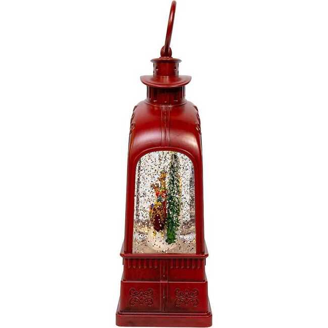 6.5-Inch Battery Operated USB LED Lighted Santa on Sleigh Lantern with Spinning Glitter Water - Other Accents - 4
