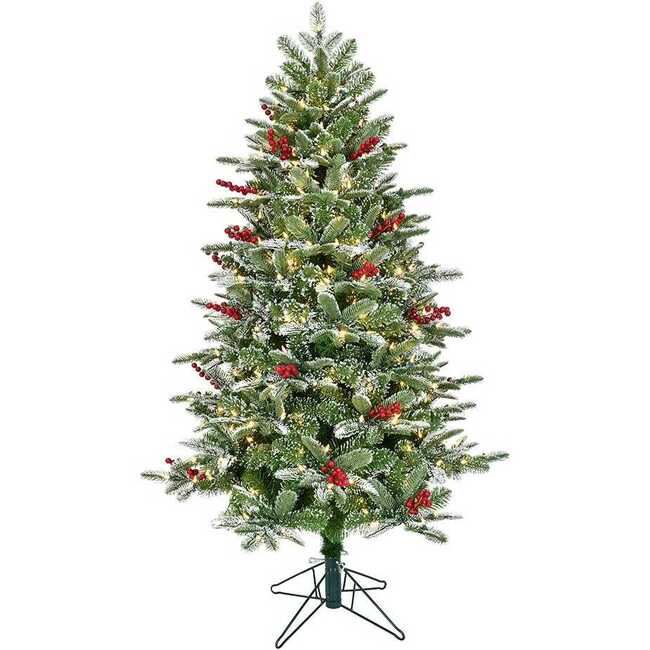 5-Foot Instant Connect Pre-Lit Dual-Color LED Flocked Breckenridge Tree
