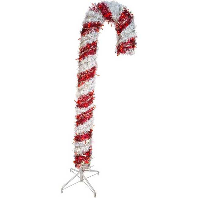 5-Foot Pre-Lit Red and White LED Tinsel Candy Cane - Other Accents - 3
