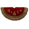 50-Inch Burgundy Ribbon Trees Tree skirt with Green Tassel Border - Tree Skirts - 1 - thumbnail