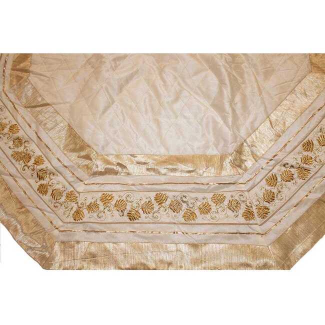 54-Inch Ivory Treeskirt with Gold Pinecones - Tree Skirts - 2