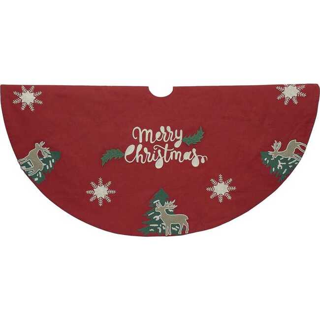 50-Inch Reindeer Applique Tree Skirt