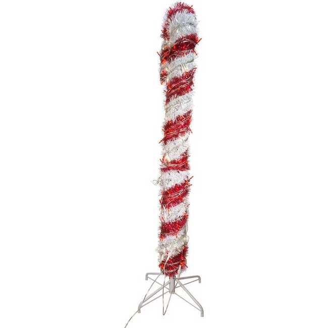5-Foot Pre-Lit Red and White LED Tinsel Candy Cane - Other Accents - 4