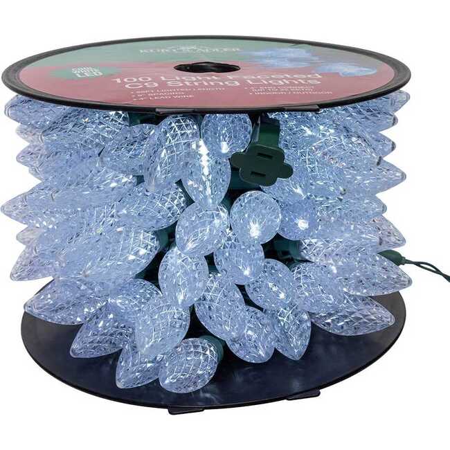50-Foot UL 100-Light Cool White LED Faceted C9 Green Wire String Lights - Other Accents - 2