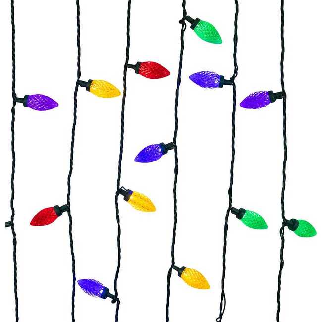 50-Foot UL 100-Light Multicolor LED Faceted C9 Green Wire String Lights - Other Accents - 3